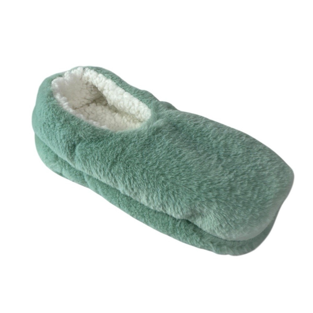 Auden 0765 Women's M/L 8-12 Faux Fur Slipper Socks Mint Green Gripper Bottom NWT